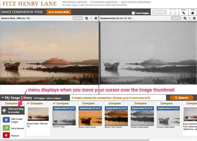 8 Hover menu for My Image Library screen shot for ICT help